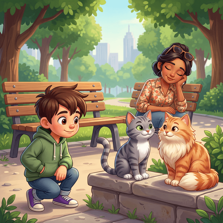 Sage with the city and country cats